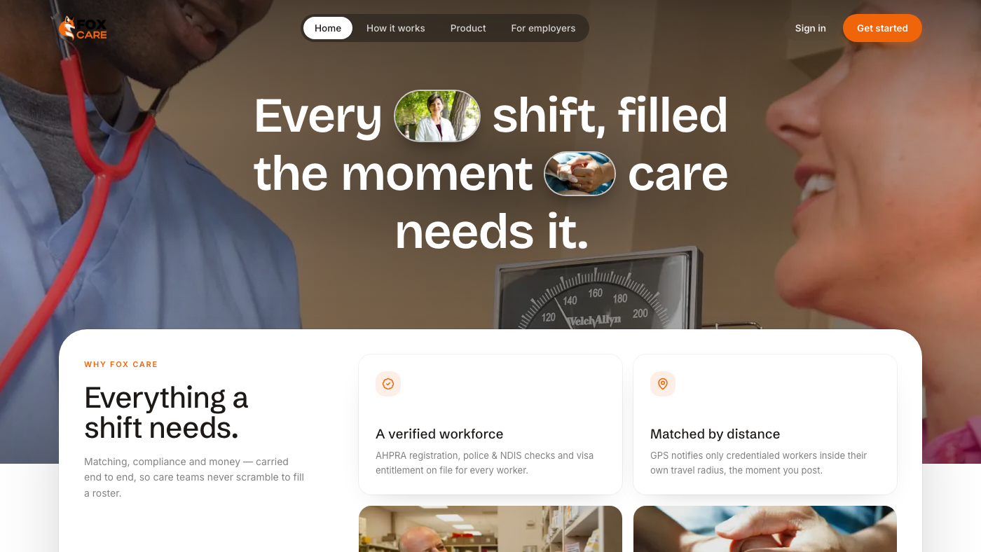 Fox Care interface